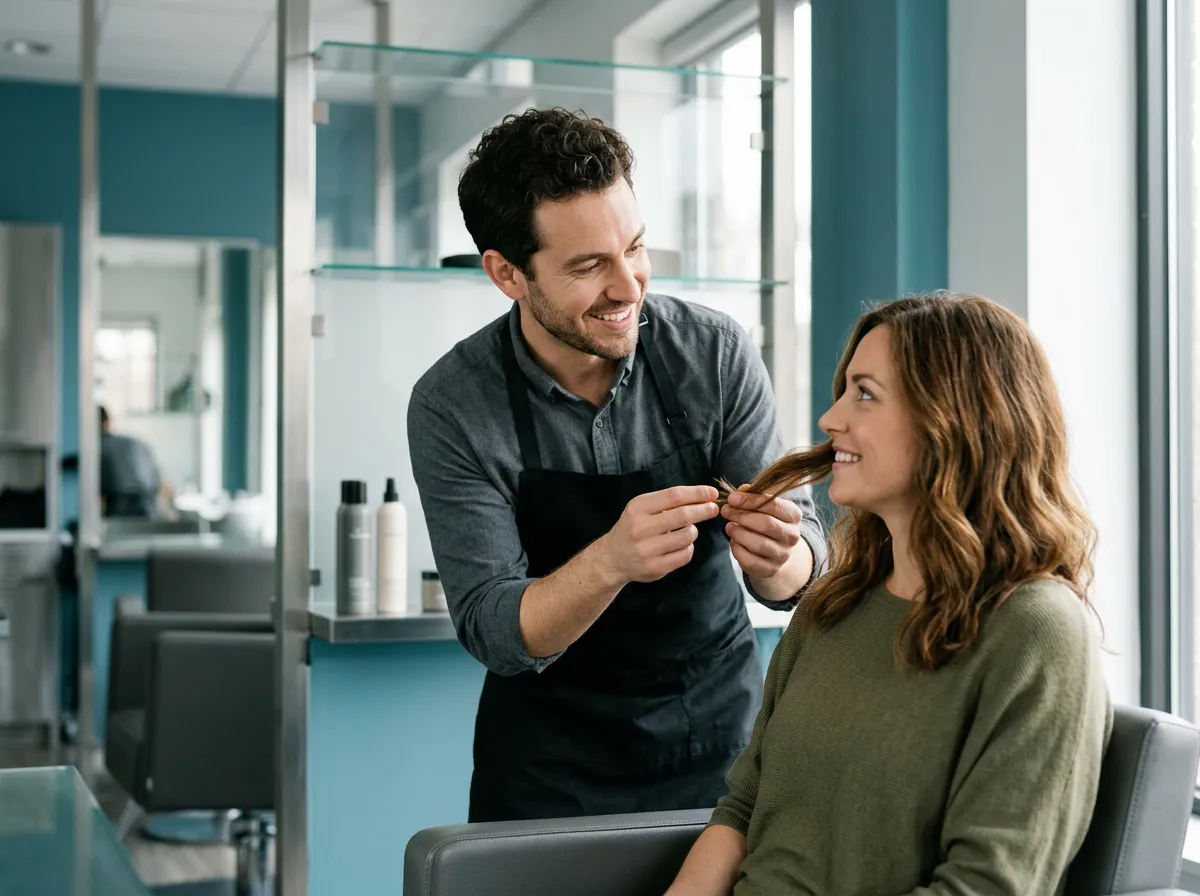 A stylist working in the salon.