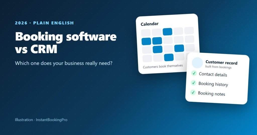 Illustration comparing a booking calendar with a customer record card