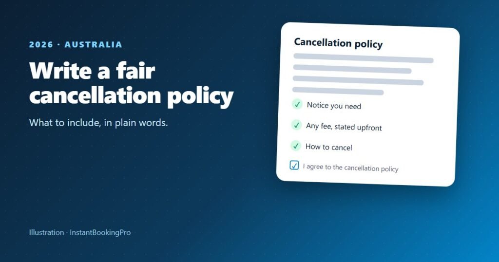 Illustration of a cancellation policy with an agreement tick box