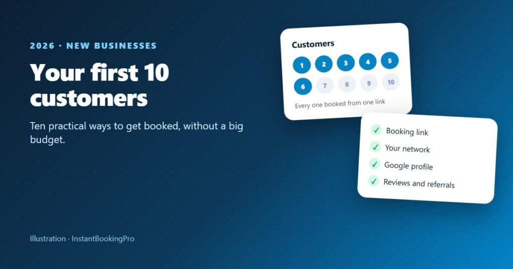 Illustration of a checklist for winning the first ten customers of a service business