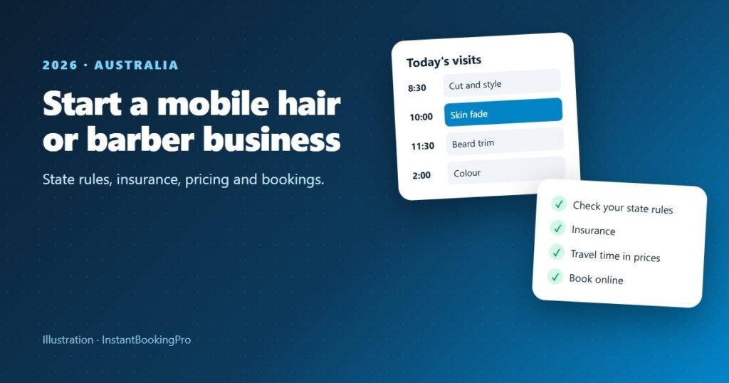 Illustration of a mobile hairdresser's day of bookings and a start-up checklist