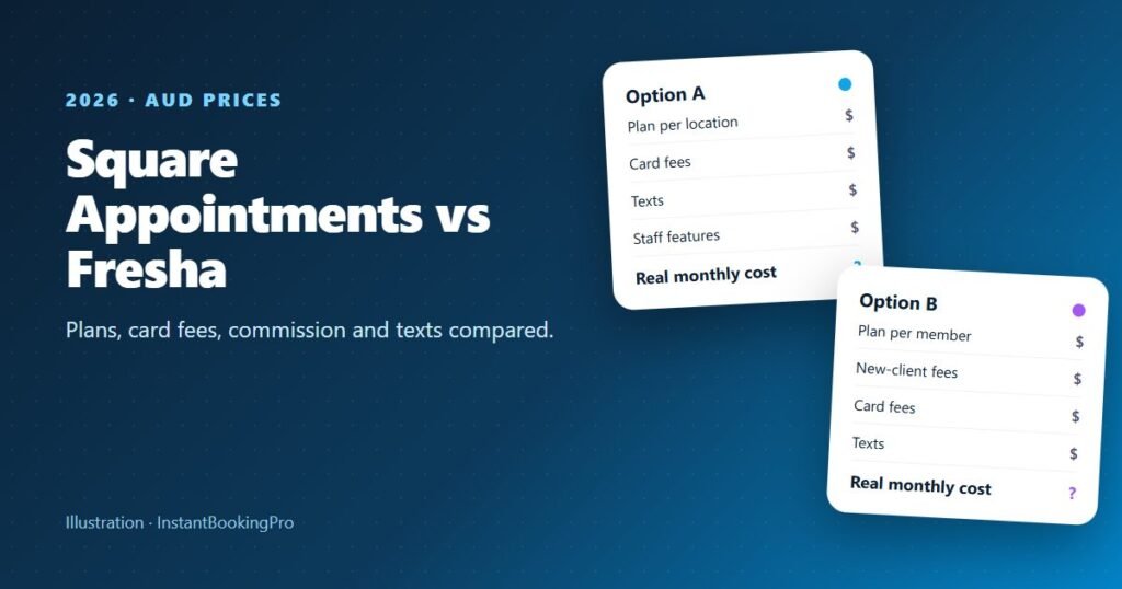 Illustration comparing two booking plans' monthly costs and fees