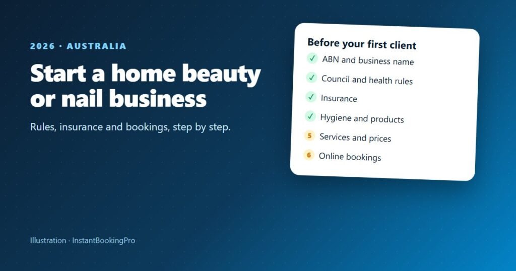 Illustration of a checklist for starting a home beauty or nail business